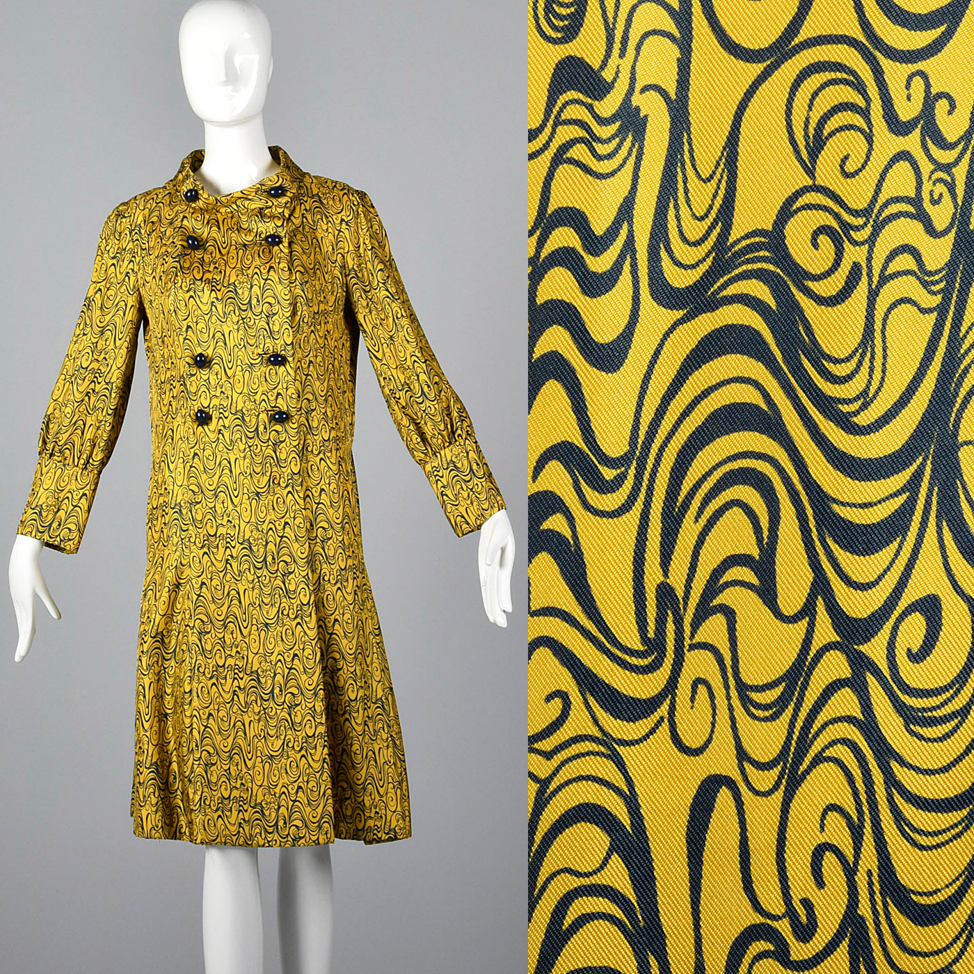 1960s Psychedelic Print Coat Dress