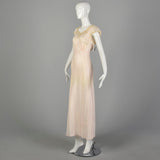 1940s Deadstock Pink Rayon Nightgown Vintage Boudoir Lingerie
