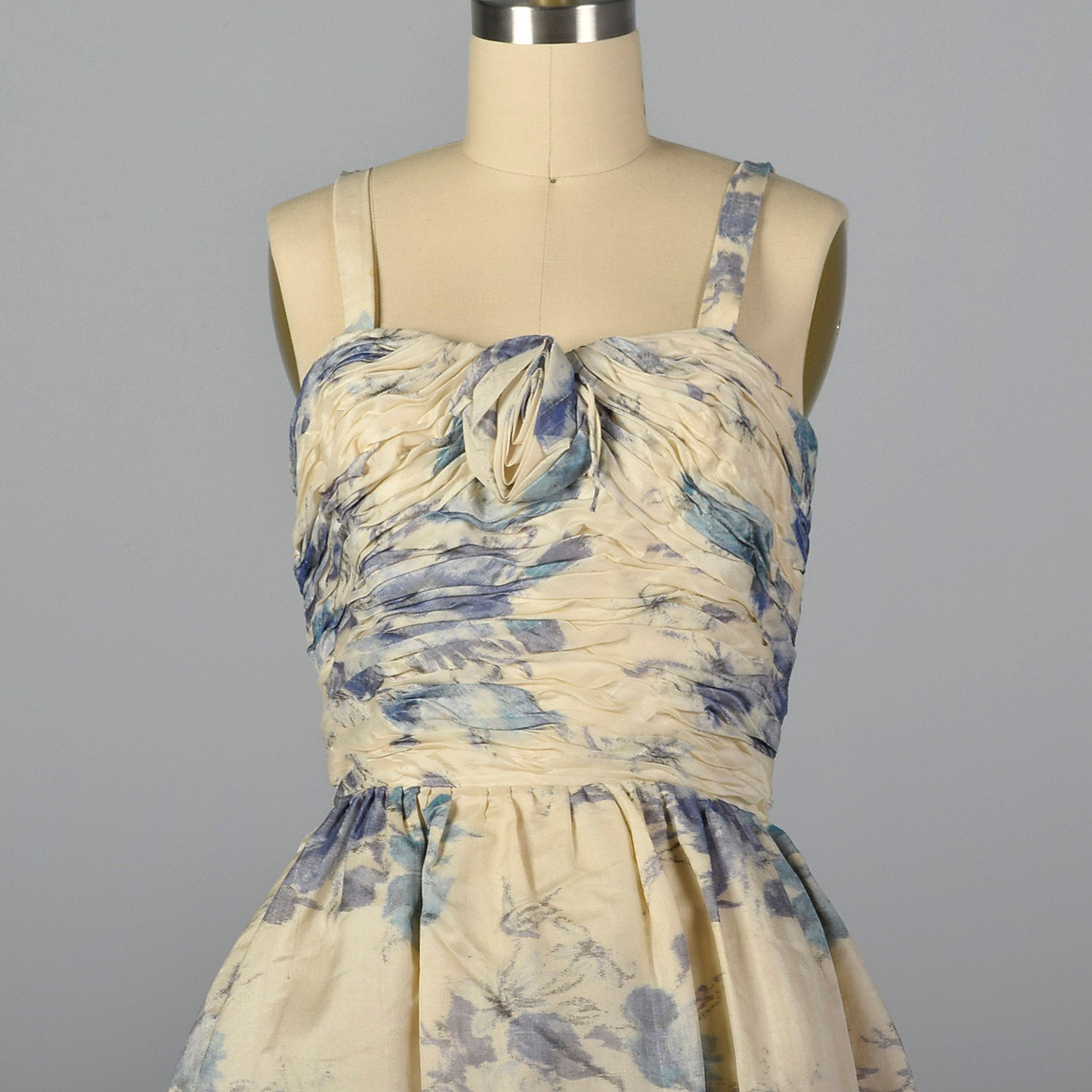 XS 1950s French Floral Cocktail Dress