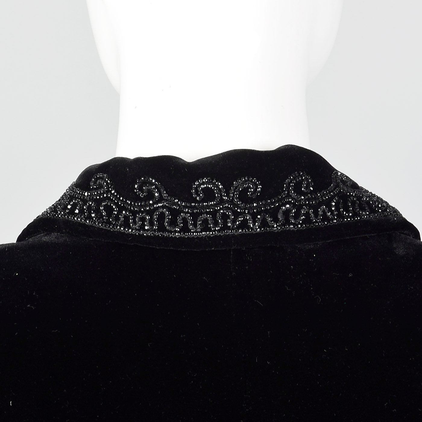 1940s Black Velvet Beaded Swing Jacket