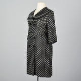 1950s Black Silk Polka Dot Dress