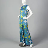 1960s Blue Palazzo Pants and Tunic Outfit