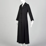 XS 1970s Double Breasted Black Maxi Coat