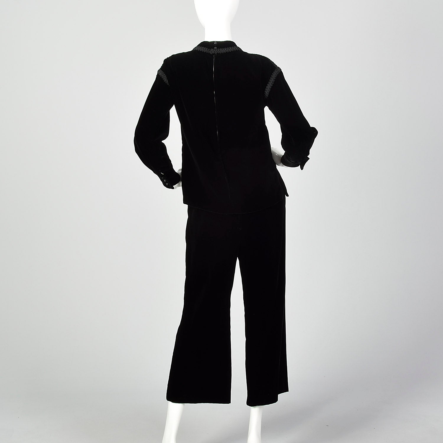 Small 1960s Black Velvet Two Piece Ensemble