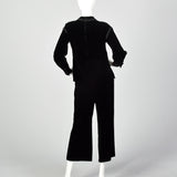 Small 1960s Black Velvet Two Piece Ensemble