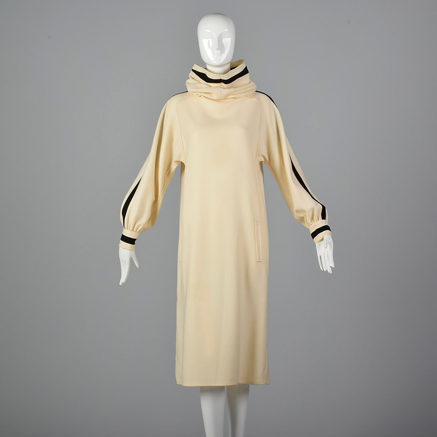 1980s Bernard Perris Dress with Cowl Neck
