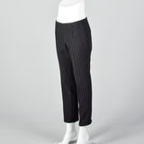 1960s Gray Wool Cigarette Pants with White Pinstripe