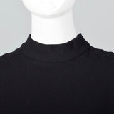 1970s Adele Simpson Black Wool Dress with Drop Waist