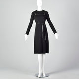 1970s Bonnie Cashin Black Wool Dress with Convertible Collar