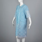 1960s Baby Blue Two Piece Set with Lace Trim