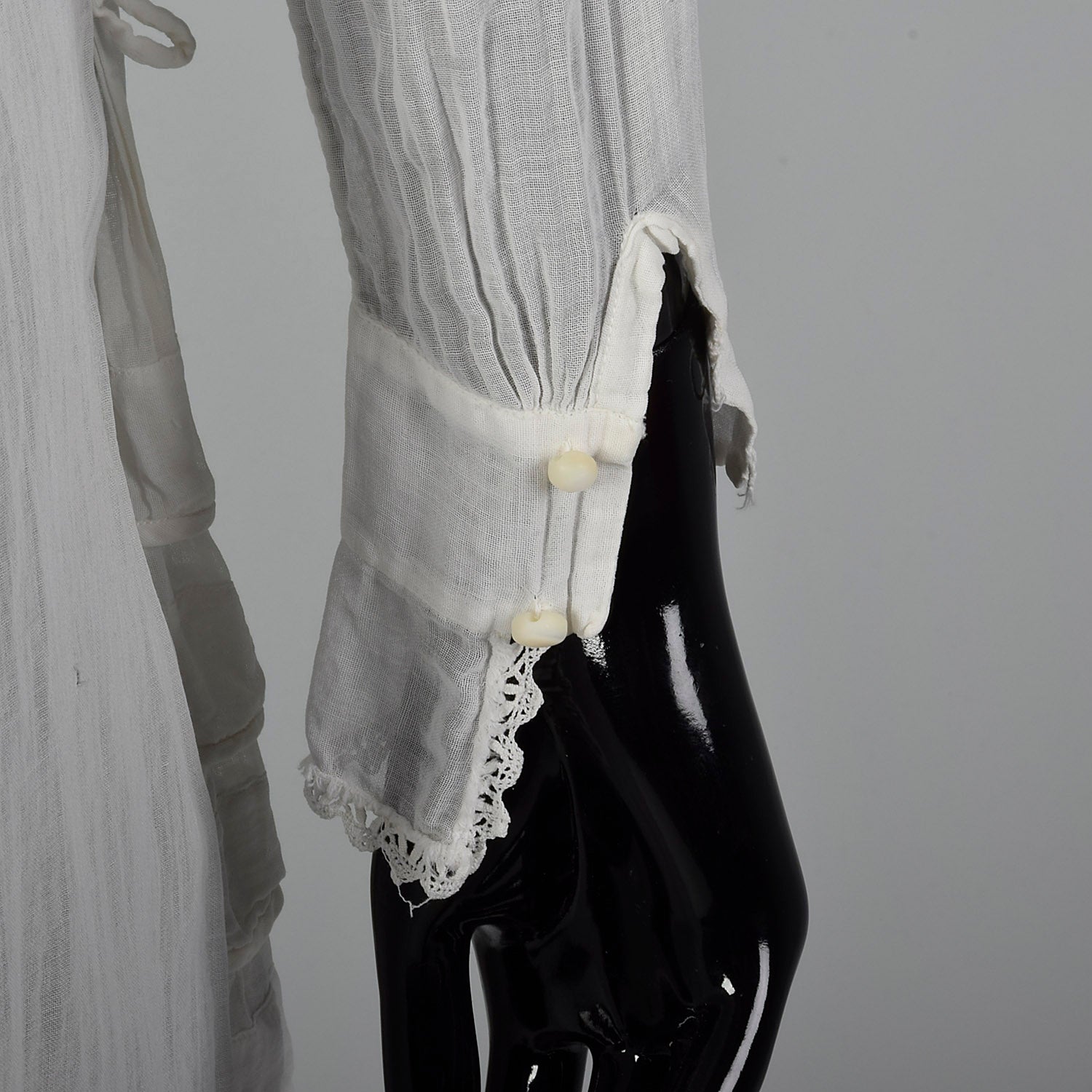 1920s Sheer White Embroidered Cotton Dress