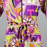 1970s Saks Fifth Avenue Nylon Lounge Dress with Zip Front