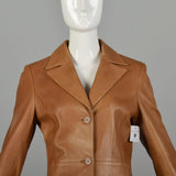 XS 1990s North Beach Leather Jacket Buttery Soft Tan Minimalist