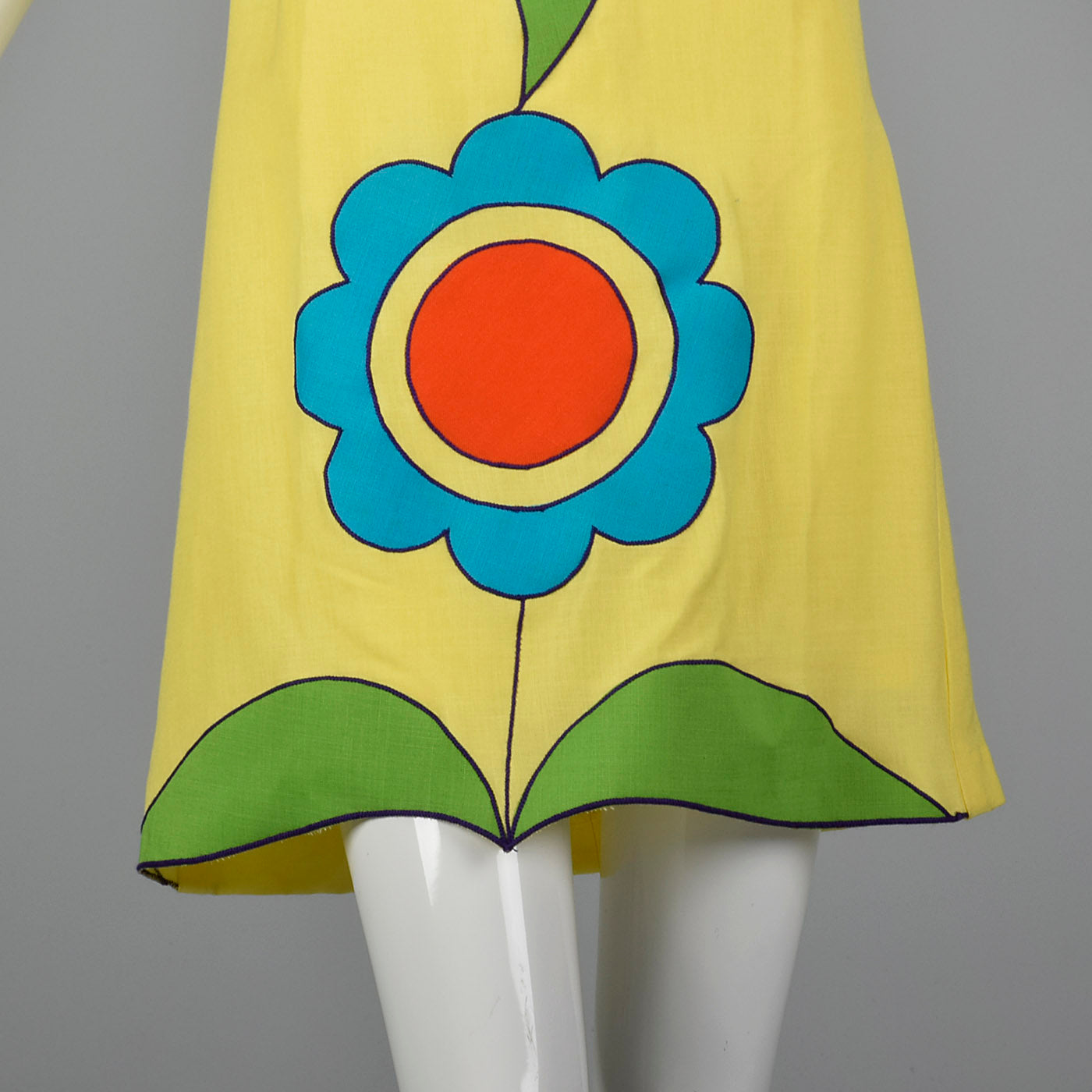 1960s Deadstock Yellow Dress with Mod Flowers