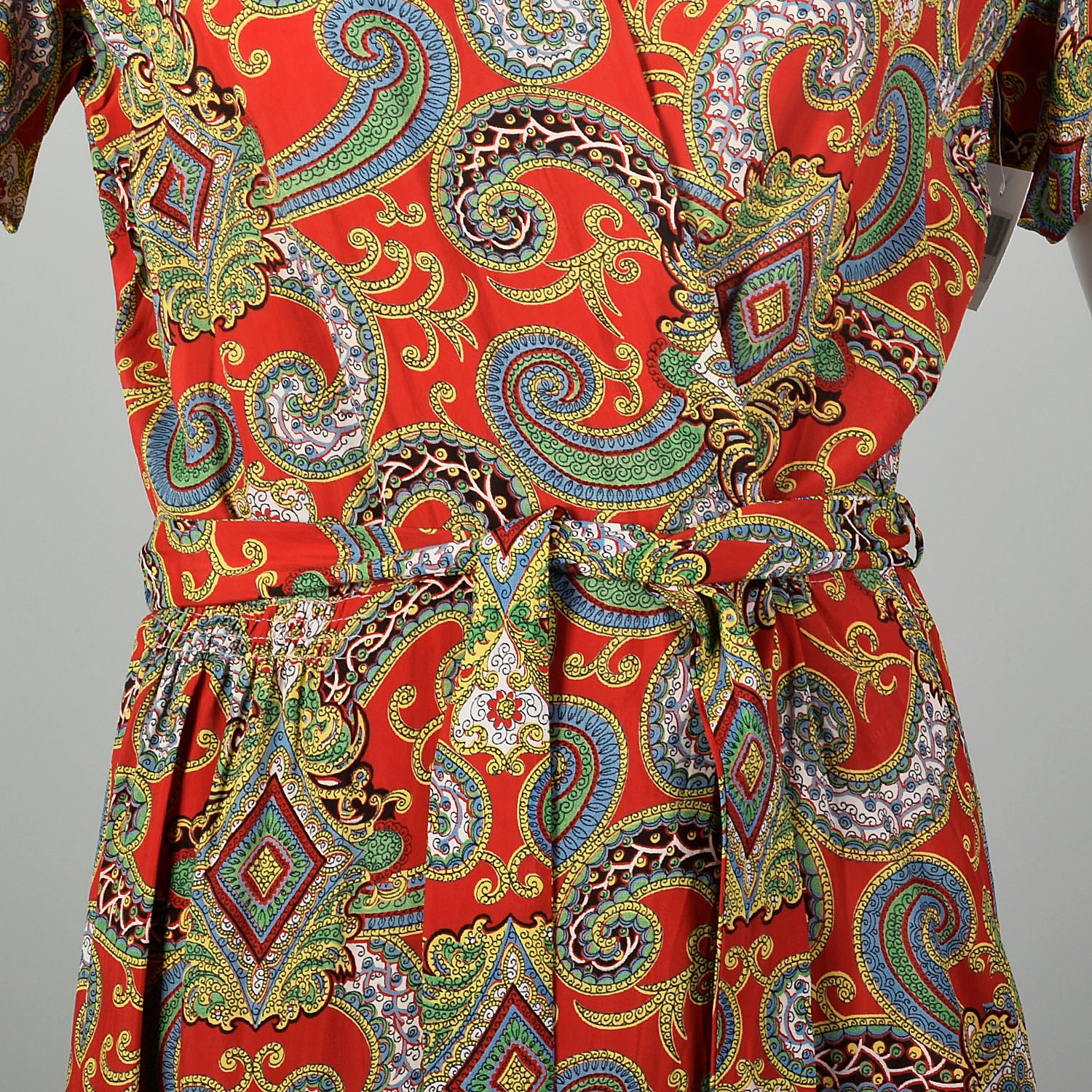 XS 1940s Dressing Gown Cold Rayon Robe Wrap Dress