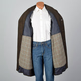 1970s Mens Brown Plaid Coat
