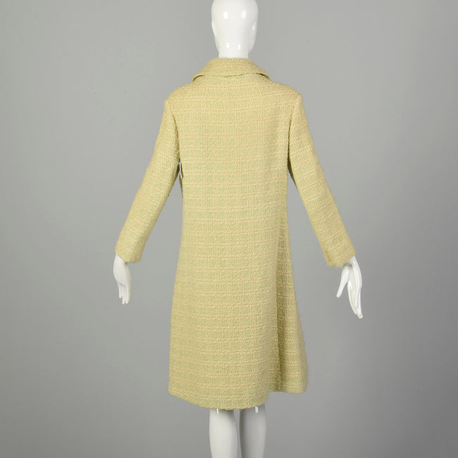 Medium 1960s Coat Green Plaid Wool Tweed Winter Outerwear