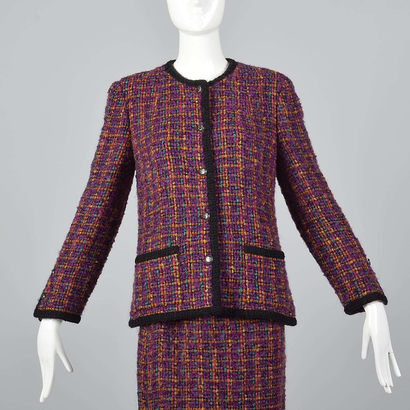 Classic Chanel Pink Tweed Skirt Suit