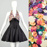XS 1990s Fit & Flare Prom Mini Dress Halter Cocktail Party Evening Dress