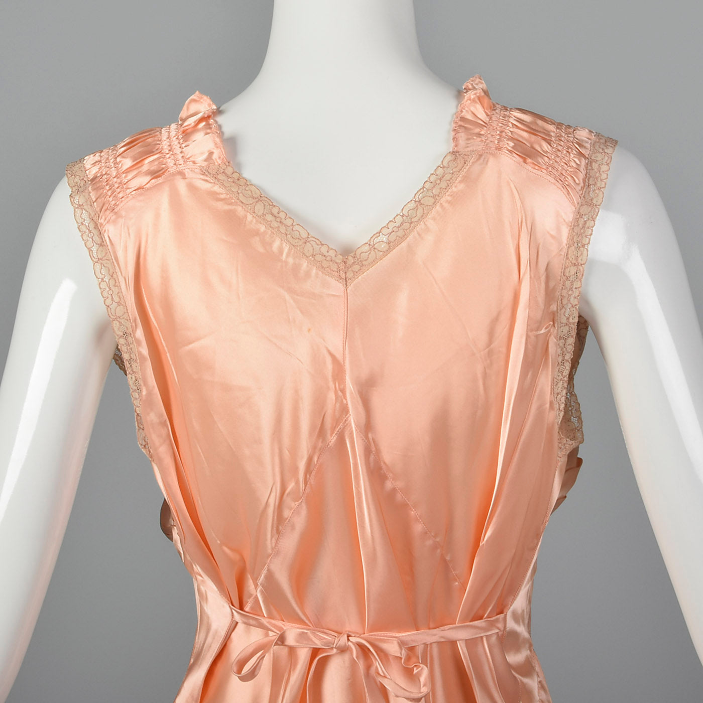 1930s Pink Satin Nightgown with Front Pocket