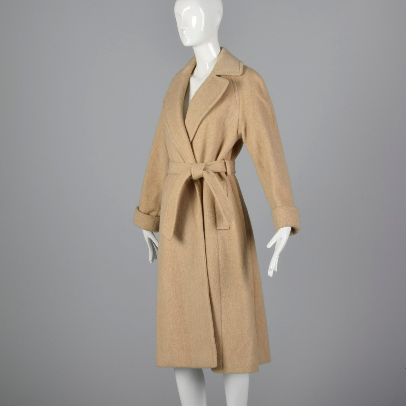 1970s Classic Wrap Coat in Tan Wool