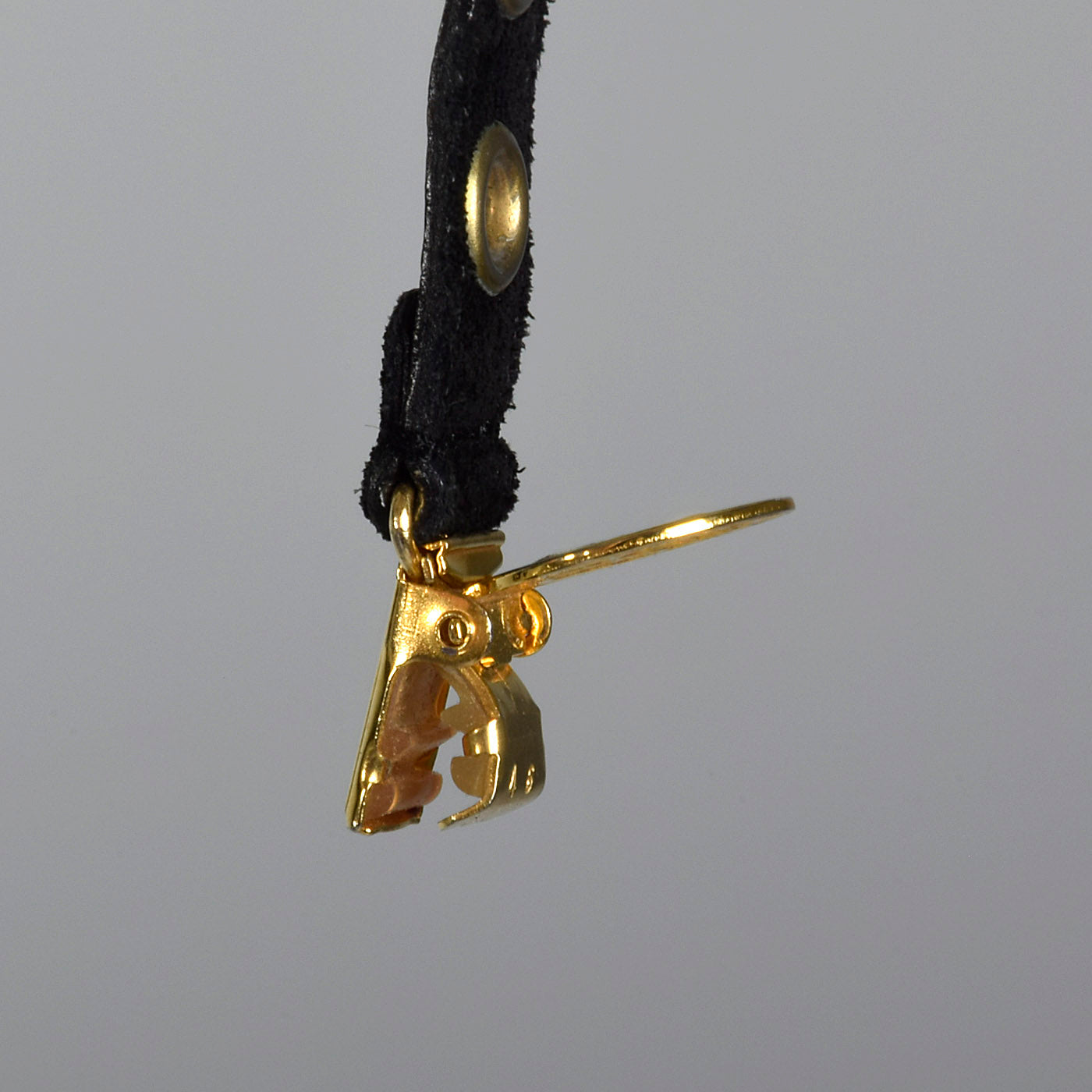 Sonia Rykiel Black Suede Suspenders with Gold Eyelets