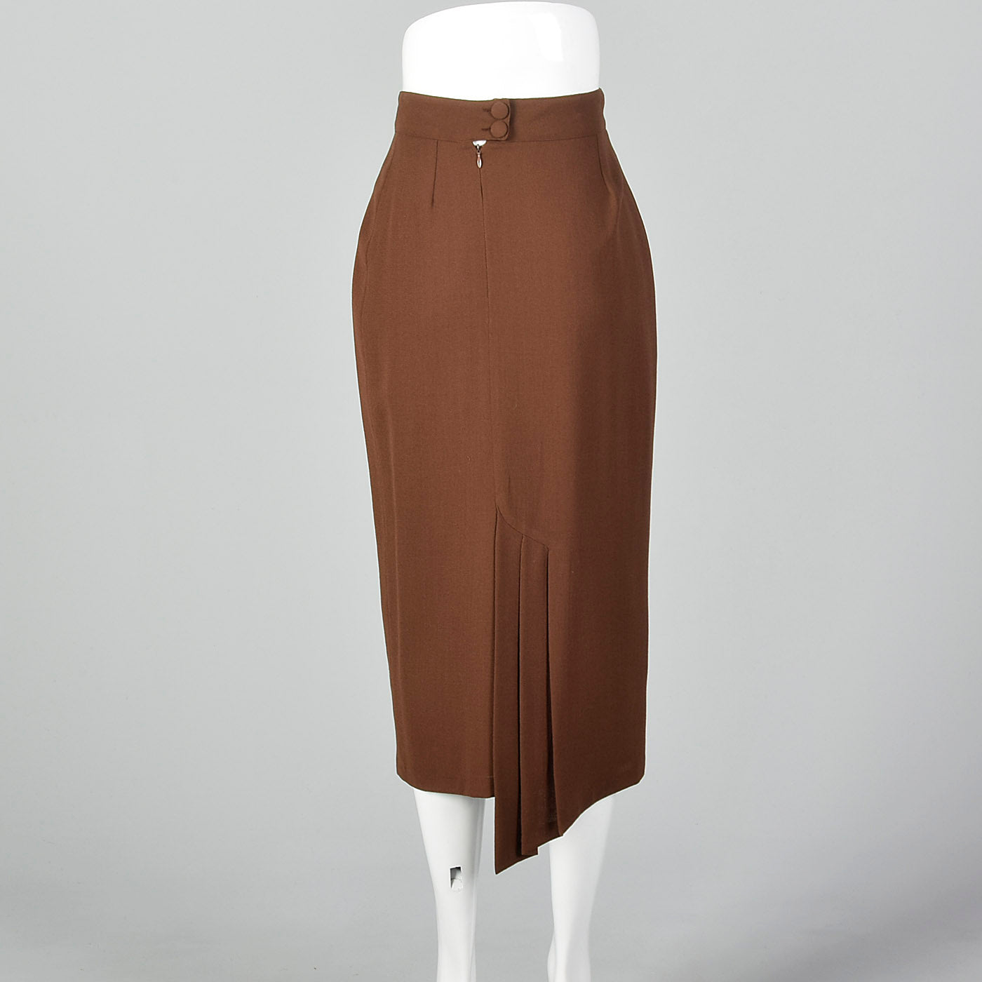 1980s Asymmetrical Brown Wool Crepe Skirt