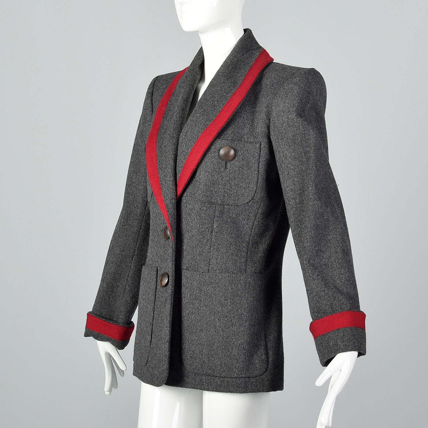 1980s Yves Saint Laurent Rive Gauche  Rive Gauche Gray Wool Jacket