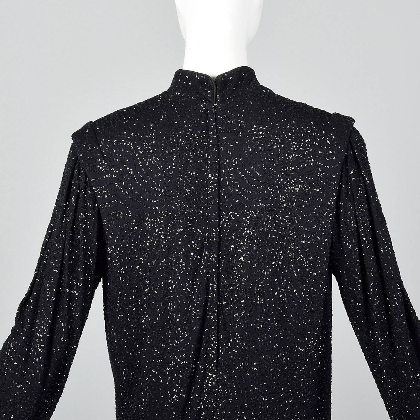 1980s Black Glitter Sack Dress