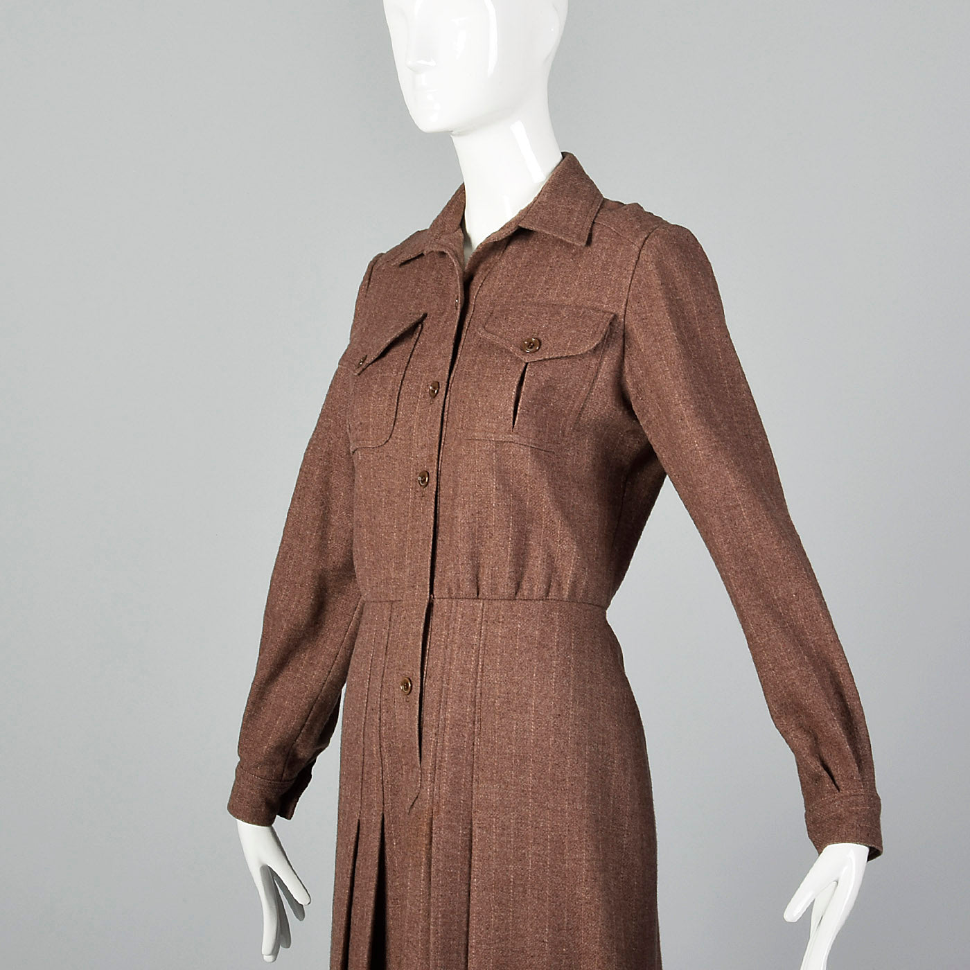 1970s Oscar de la Renta Long Sleeve Wool Dress