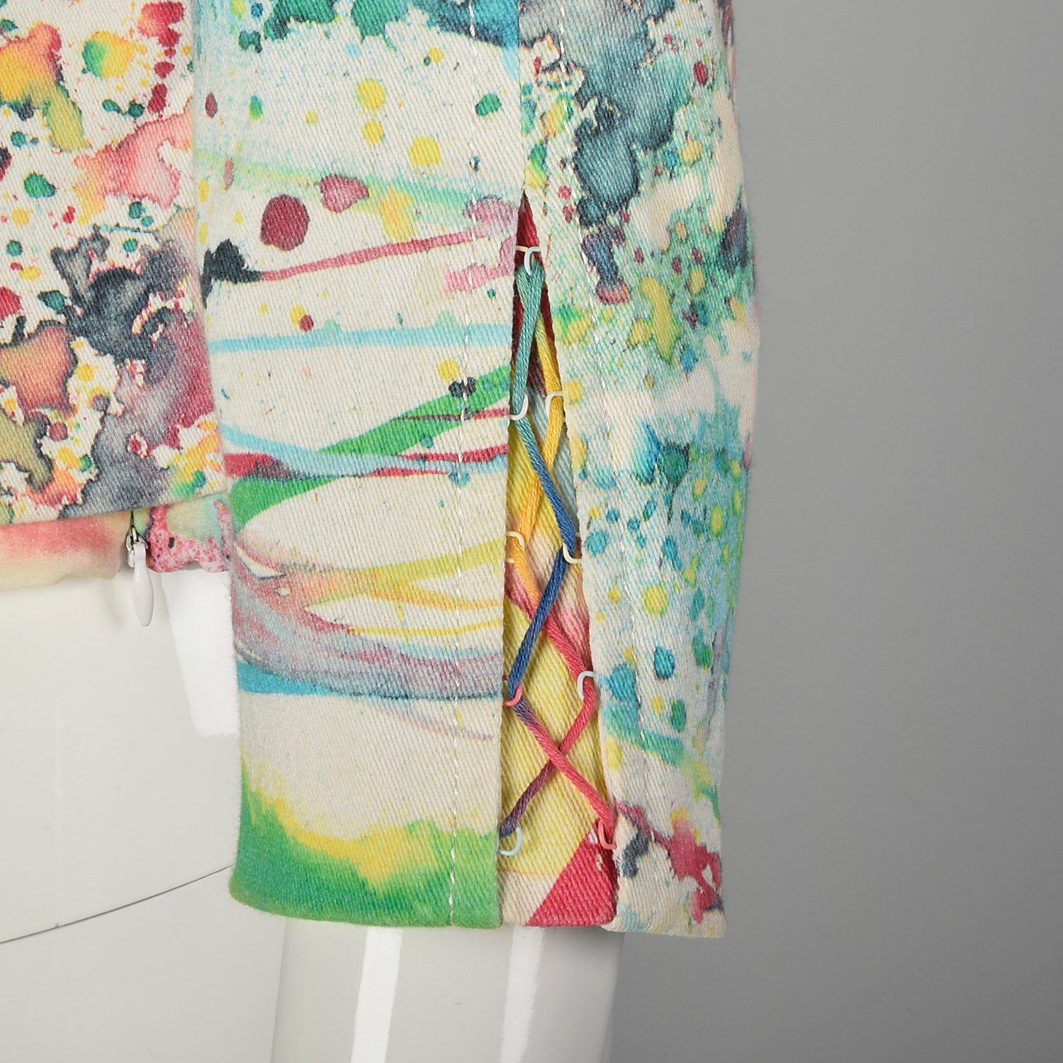 Alberto Makali Multi-Color Abstract Print Stretch Top and Matching Jean Jacket Set
