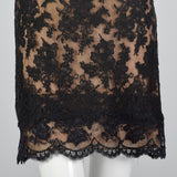 1990s Classic Oscar De La Renta Black Lace Dress