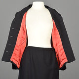 1950s Black Skirt Suit with Hourglass Shape