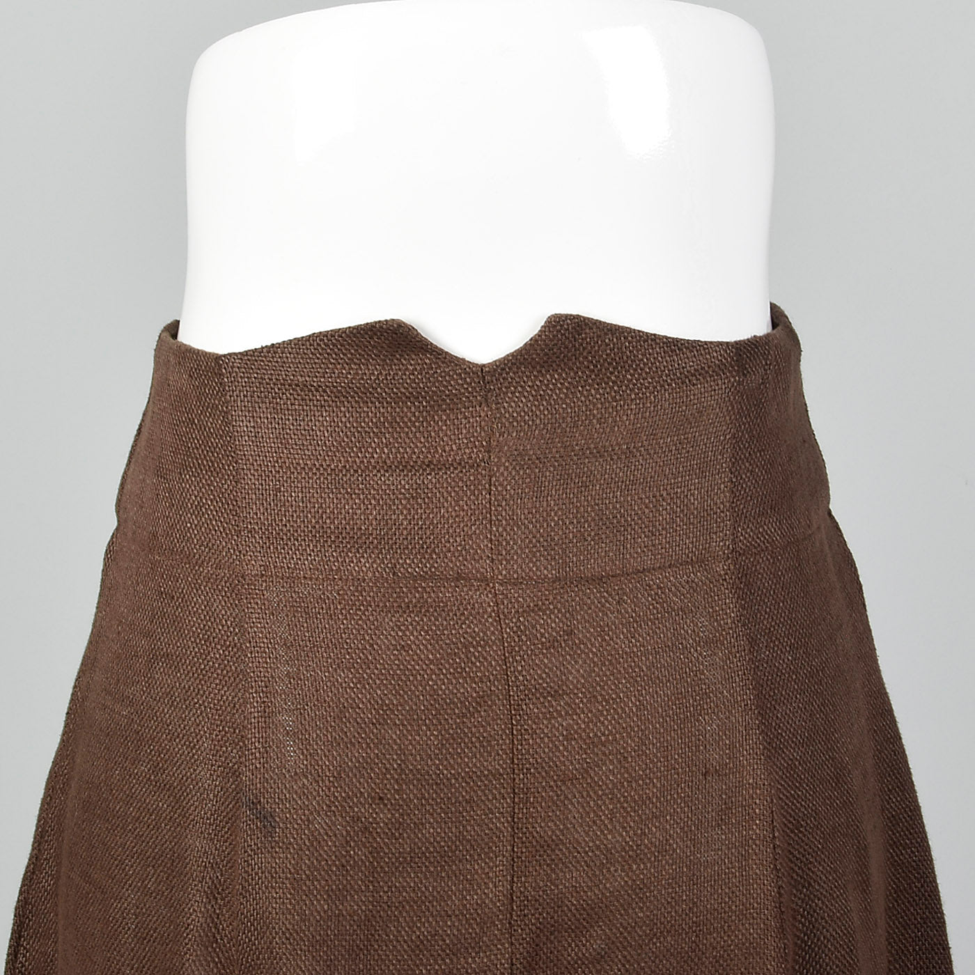 1990s Brown Linen Skirt with Button Front