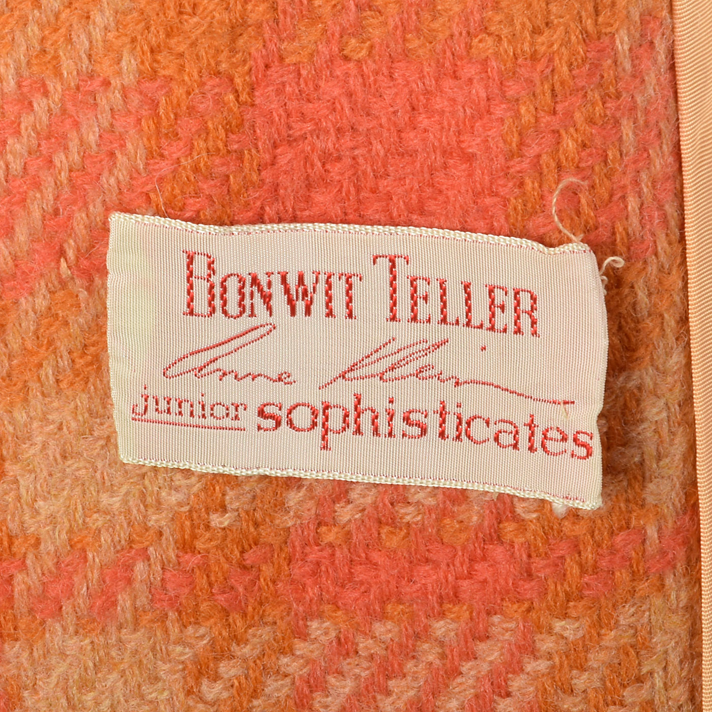 1950s Anne Klein Coat Dress in Orange Plaid