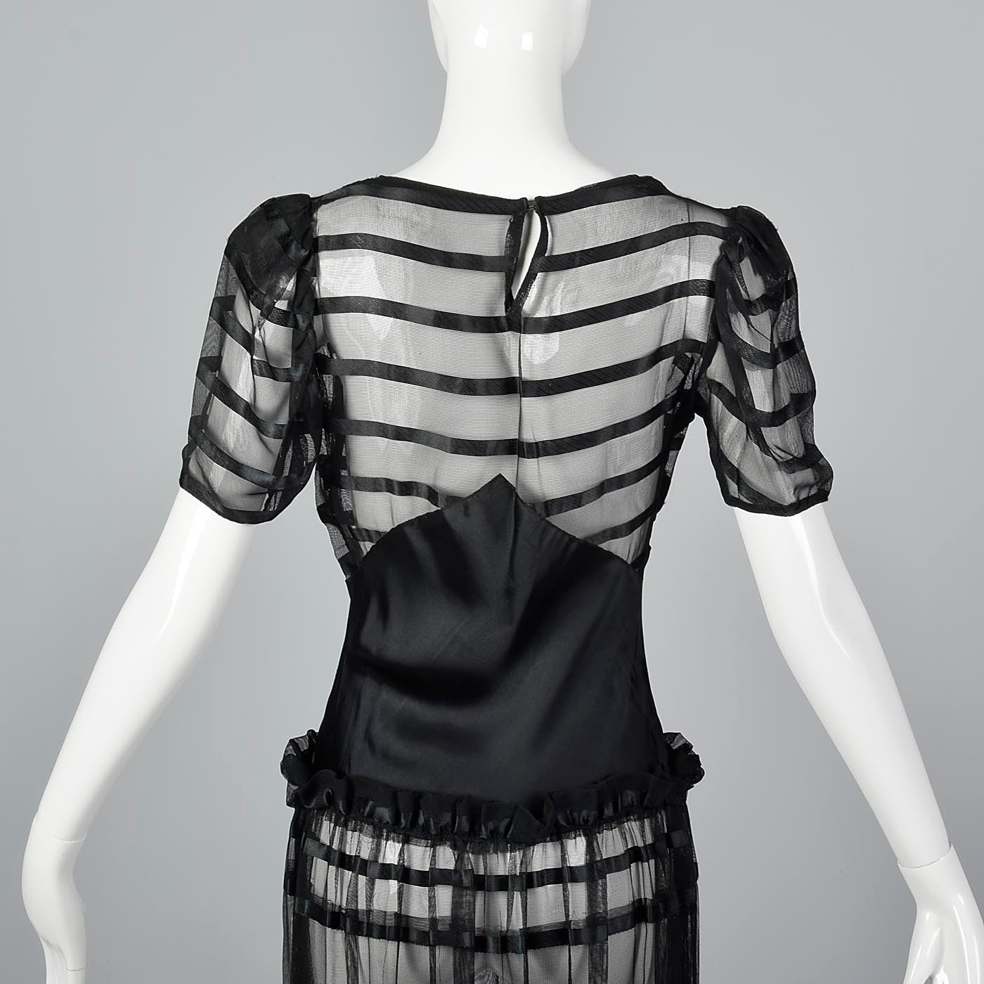 1930s Sheer Black Mesh Dress