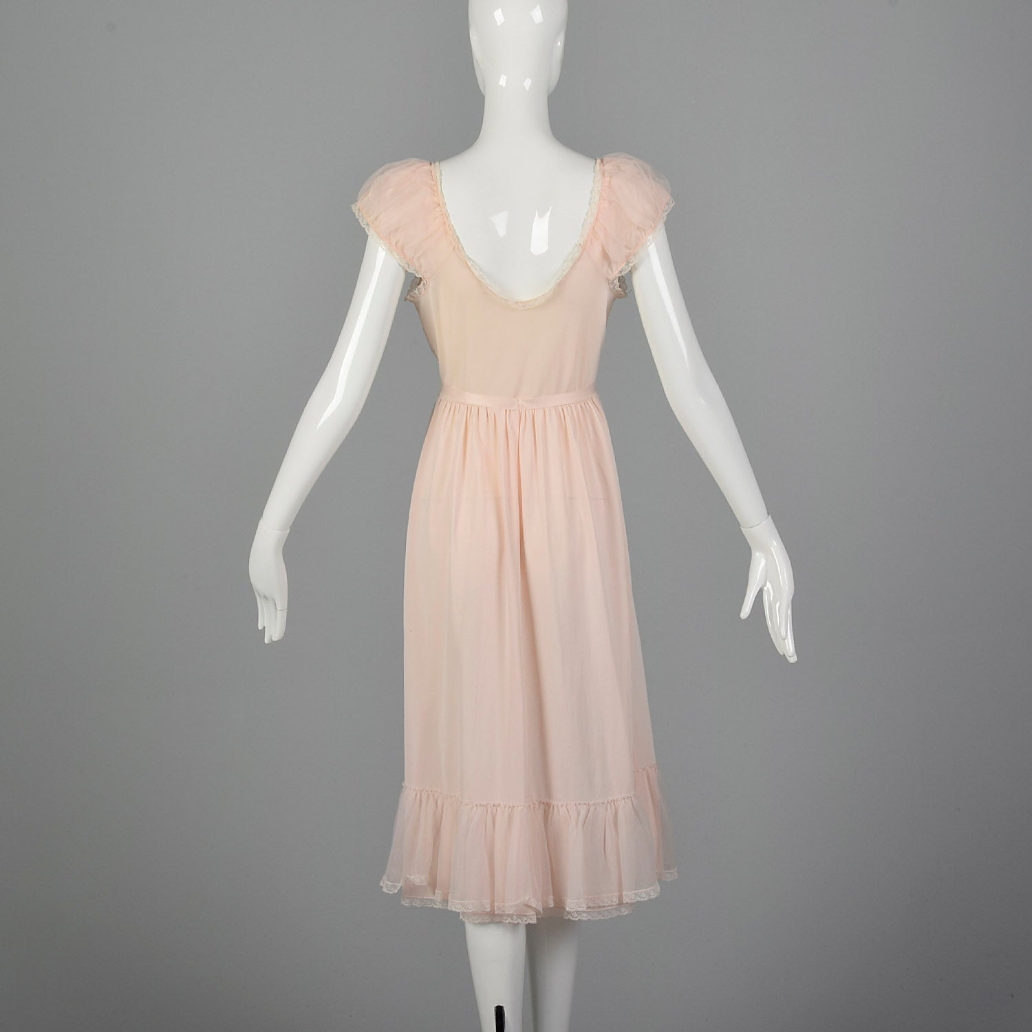 XXS 1950s Pink Chiffon Nightgown