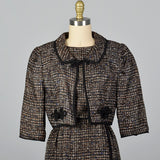 1950s Silk Dress Set with Black Trim
