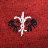 1950s Mens Deadstock Red Knit Shirt with Embroidered Chest Detail