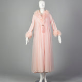 Claire Sandra by Lucie Ann Pink Neglige Robe with Feather Collar