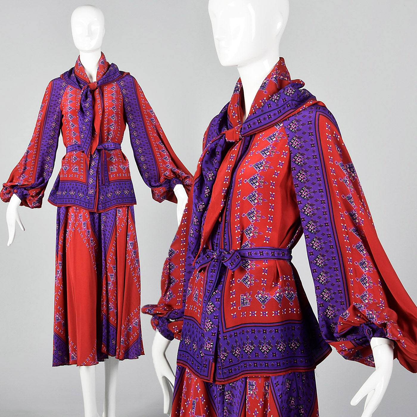 1980s Bohemian Silk Two Piece Set