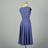 1950s Pauline Trigere Fit and Flare Blue Summer Dress