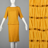 1960s Yellow Silk Dress with Beads