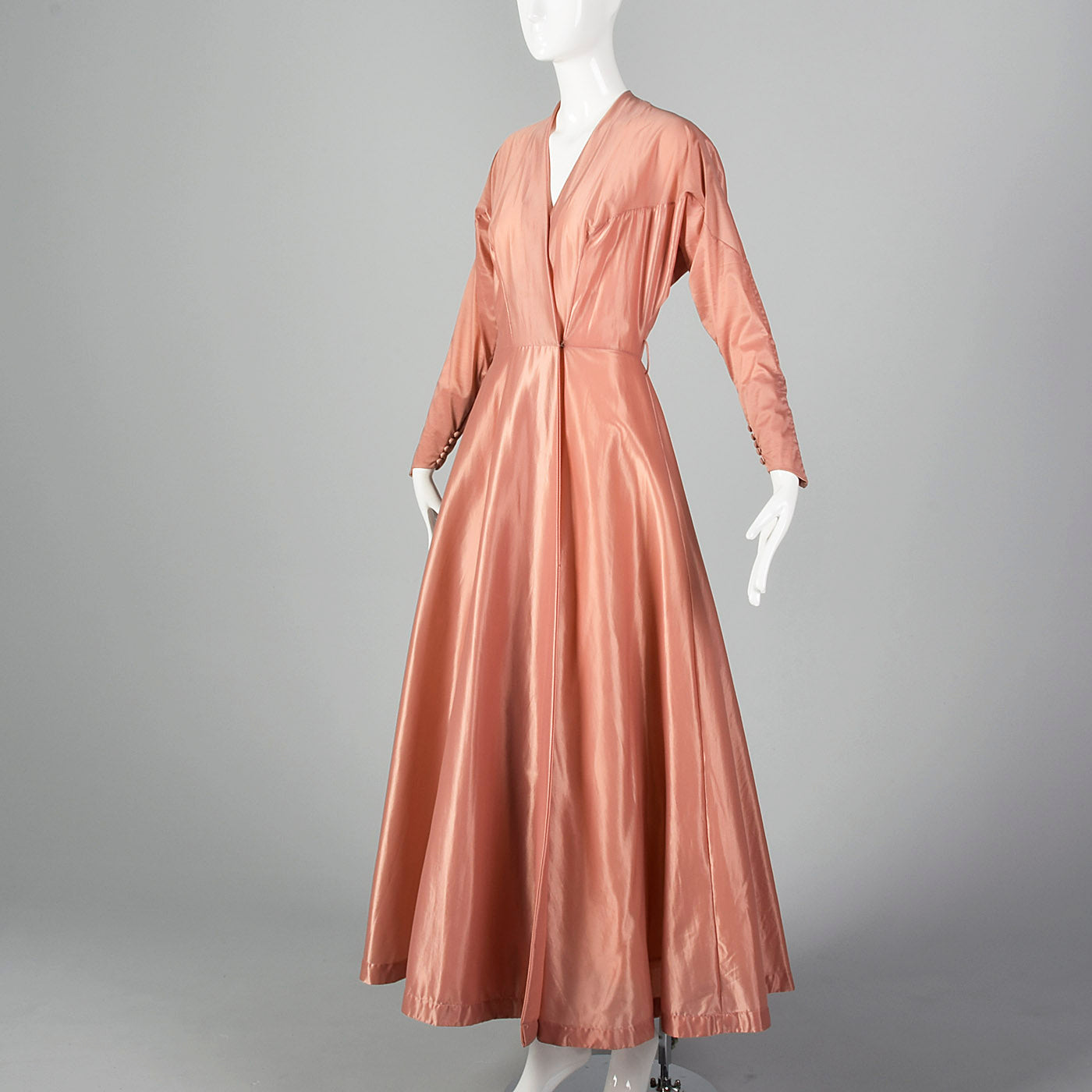 1950s Vintage Red Sequin Long Sleeve Slit Evening Dress - Lunss