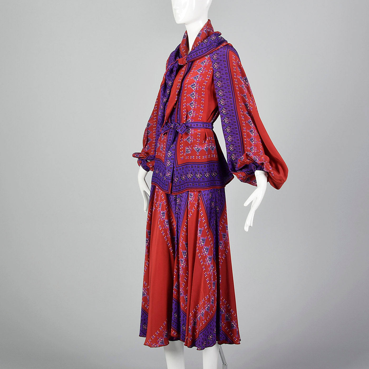 1980s Bohemian Silk Two Piece Set