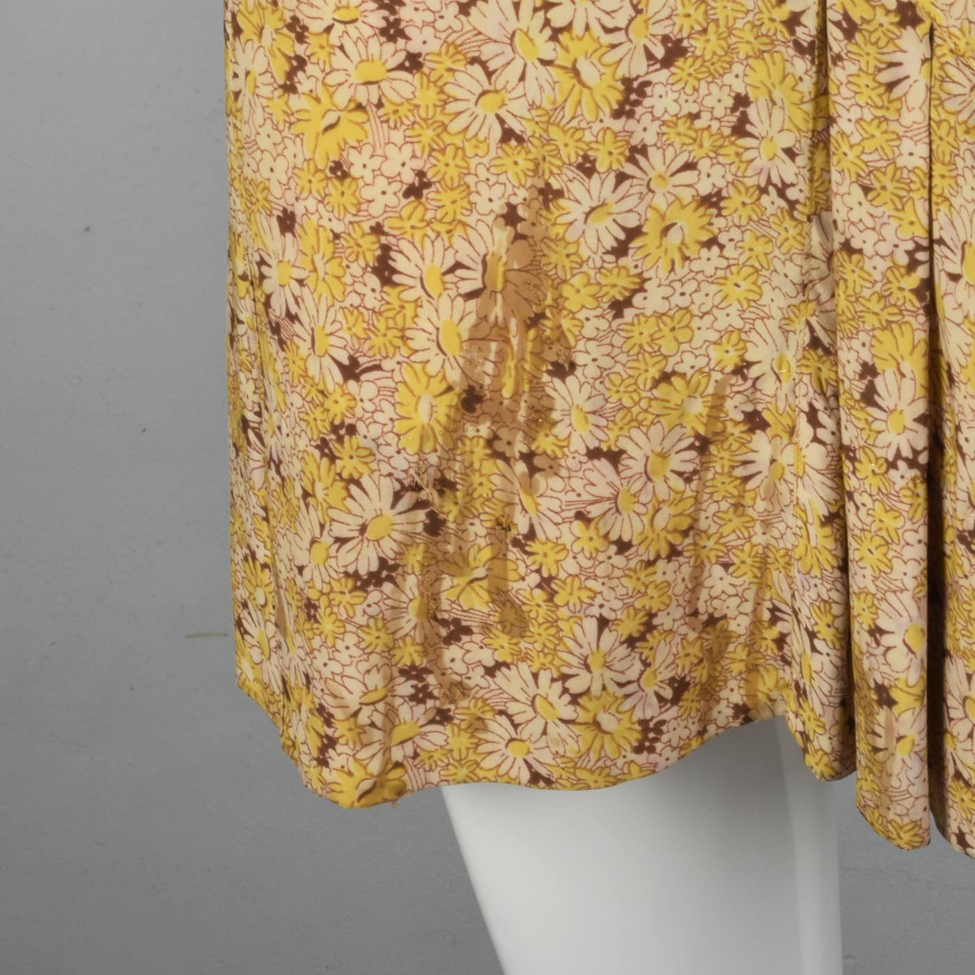 1930s Yellow Floral Dress with Open Sleeve Jacket