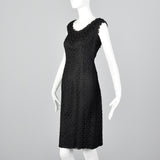 1950s Black Dress and Jacket Set in Hand Loomed Spiderweb Lace