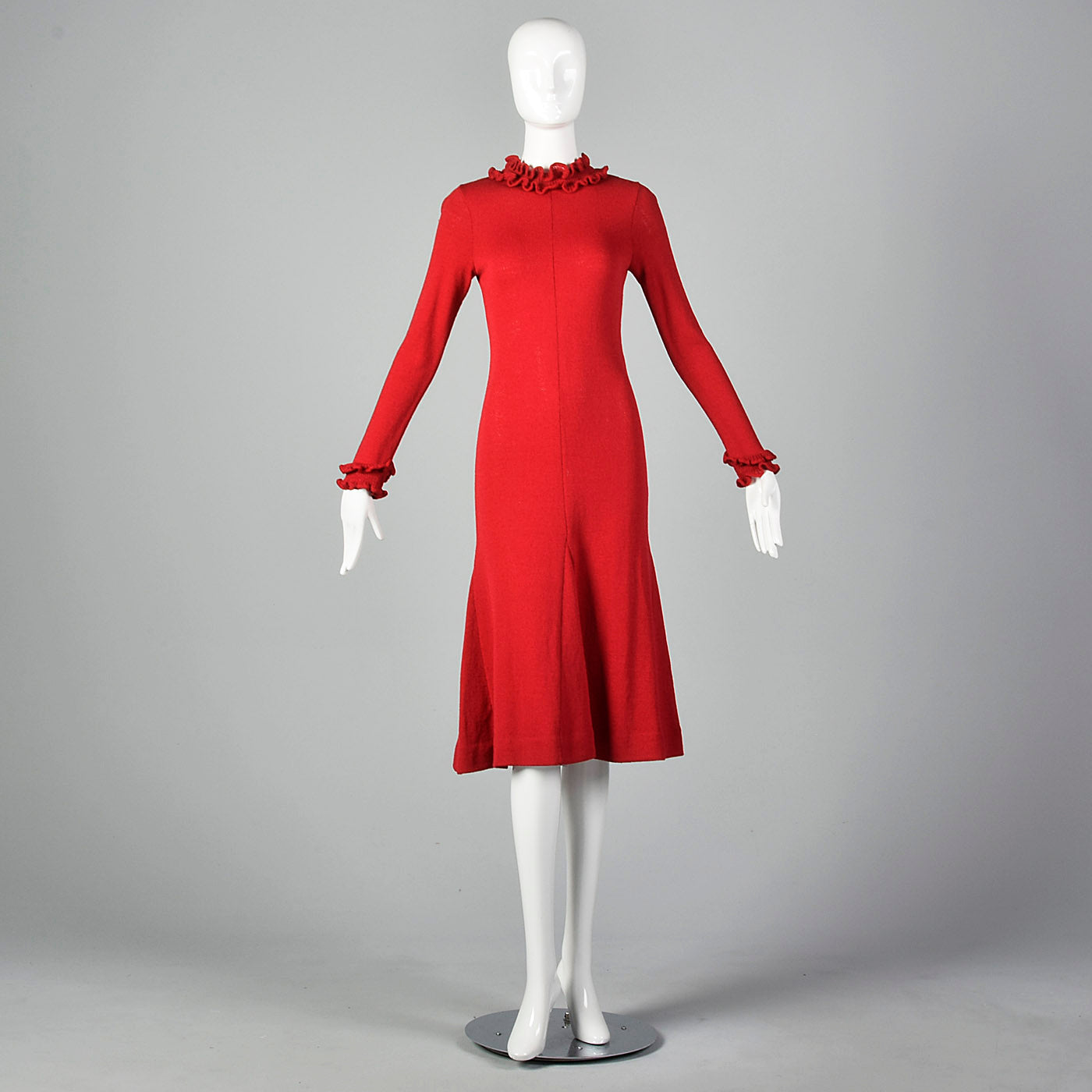 1970s Red Knit Sweater Dress