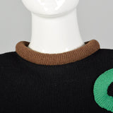 Small 1980s Adolfo Black Sweater Dress