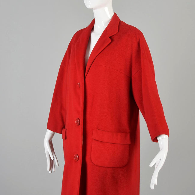 1960s Marshall Fields Lipstick Red Cashmere Coat